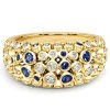 18K Gold Plated Sterling Silver Cocktail Ring with White and Blue Sapphire, 1.02 CT. TW.