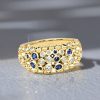 18K Gold Plated Sterling Silver Cocktail Ring with White and Blue Sapphire, 1.02 CT. TW.