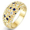 18K Gold Plated Sterling Silver Cocktail Ring with White and Blue Sapphire, 1.02 CT. TW.