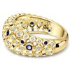 18K Gold Plated Sterling Silver Cocktail Ring with White and Blue Sapphire, 1.02 CT. TW.