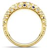 18K Gold Plated Sterling Silver Cocktail Ring with White and Blue Sapphire, 1.02 CT. TW.