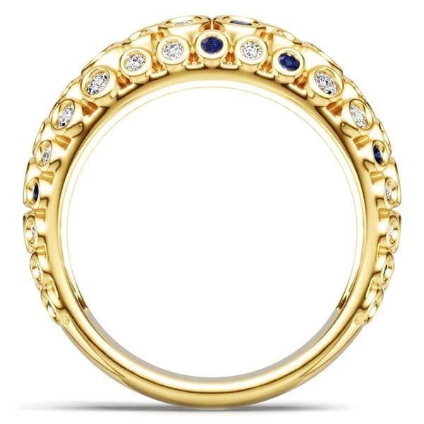 18K Gold Plated Sterling Silver Cocktail Ring with White and Blue Sapphire, 1.02 CT. TW.