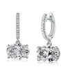 Sterling Silver Oval Cut Solitaire Hoop Earrings for Women with Hinged Back