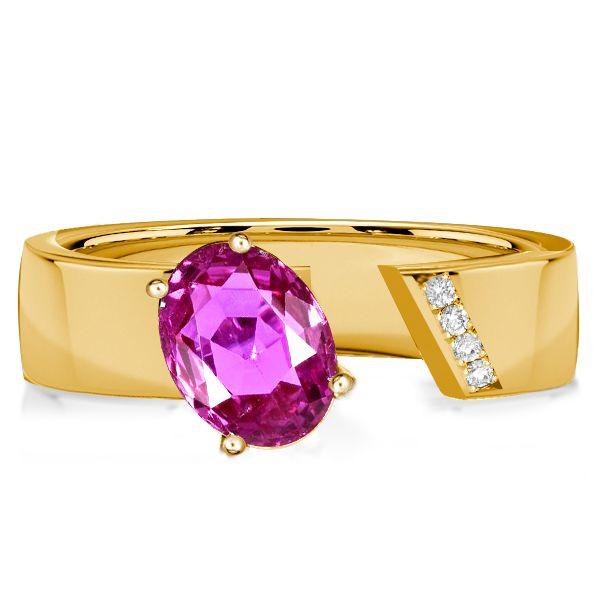 Pink Oval Cut Sterling Silver Engagement Ring for Women - Open Ring Design