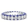 Eternity White & Blue Simulated Diamond Wedding Band in Sterling Silver