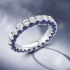 Eternity White & Blue Simulated Diamond Wedding Band in Sterling Silver
