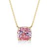 Cushion Cut Pink Simulated Diamond Solitaire Pendant Necklace - Sterling Silver