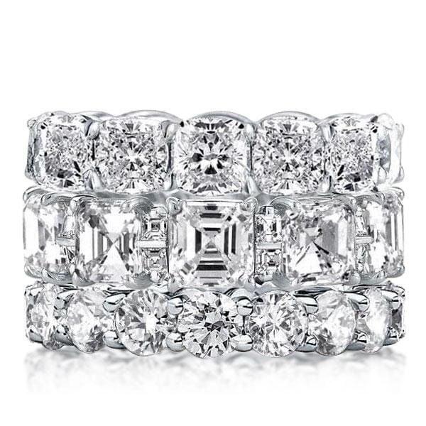 925 Sterling Silver Triple Row Eternity Stackable Wedding Ring Set