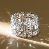 925 Sterling Silver Triple Row Eternity Stackable Wedding Ring Set