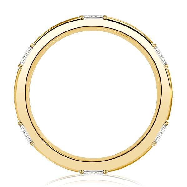18K Gold Plated Sterling Silver Emerald Cut Eternity Band Ring for Women | Stackable Wedding Band