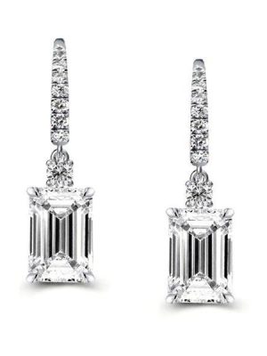 Emerald Cut Sterling Silver Drop Earrings - Classic & Sparkly