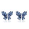 Blue Sapphire Butterfly Stud Earrings - 925 Sterling Silver