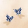 Blue Sapphire Butterfly Stud Earrings - 925 Sterling Silver