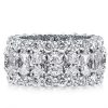 Triple Row Oval Sterling Silver Wedding Band with Simulated Diamonds