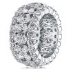 Triple Row Oval Sterling Silver Wedding Band with Simulated Diamonds