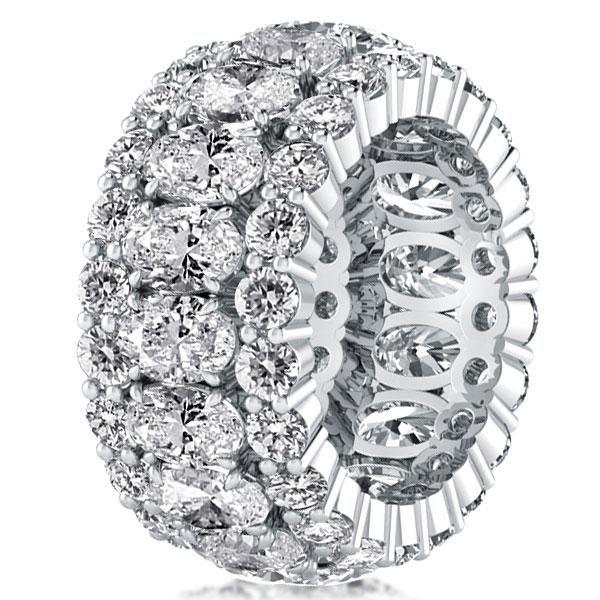 Triple Row Oval Sterling Silver Wedding Band with Simulated Diamonds