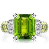 Emerald Cut Peridot Engagement Ring for Women in 925 Sterling Silver