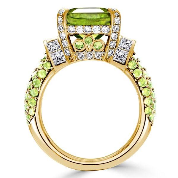Emerald Cut Peridot Engagement Ring for Women in 925 Sterling Silver