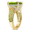 Emerald Cut Peridot Engagement Ring for Women in 925 Sterling Silver