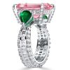 Radiant Cut Pink Sapphire Three Stone Engagement Ring - Sterling Silver