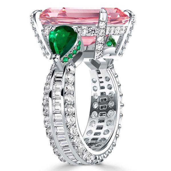 Radiant Cut Pink Sapphire Three Stone Engagement Ring - Sterling Silver