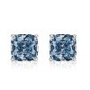 Blue Topaz Cushion Cut Stud Earrings Sterling Silver - 4.00 CT. TW.