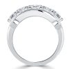 Emerald & White Round Cut CZ Engagement Ring - Sterling Silver, Triple Row