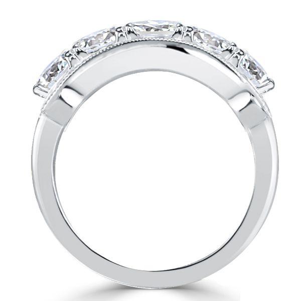 Emerald & White Round Cut CZ Engagement Ring - Sterling Silver, Triple Row