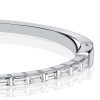 Dainty Baguette Bangle Bracelet - 925 Sterling Silver, 7 Inch