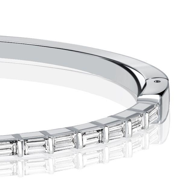 Dainty Baguette Bangle Bracelet - 925 Sterling Silver, 7 Inch