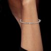 Dainty Baguette Bangle Bracelet - 925 Sterling Silver, 7 Inch