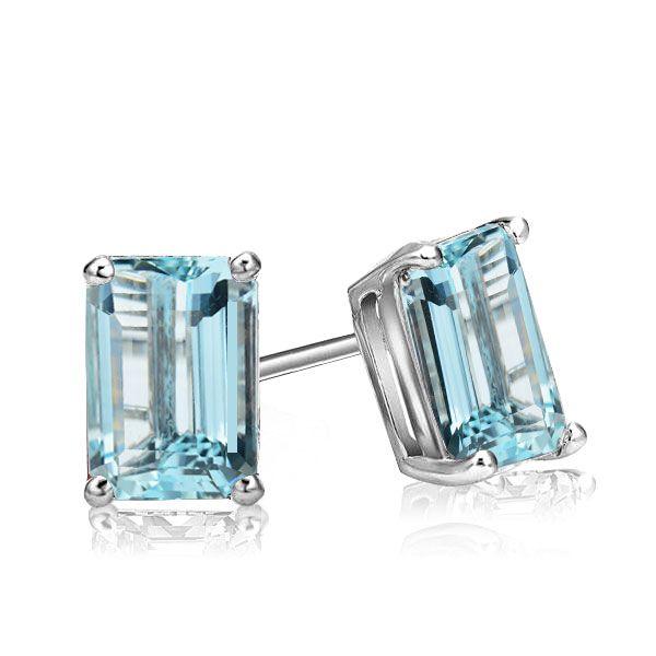 Emerald Cut Sterling Silver Stud Earrings for Women - 5.0 CT TW