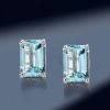 Emerald Cut Sterling Silver Stud Earrings for Women - 5.0 CT TW