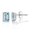 Emerald Cut Sterling Silver Stud Earrings for Women - 5.0 CT TW