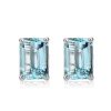 Emerald Cut Sterling Silver Stud Earrings for Women - 5.0 CT TW