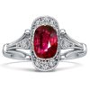Cushion Cut Ruby Engagement Ring in Sterling Silver with Rhodium Plating