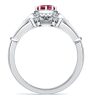 Cushion Cut Ruby Engagement Ring in Sterling Silver with Rhodium Plating
