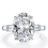 Oval Created White Sapphire Three Stone Engagement Ring in Sterling Silver
