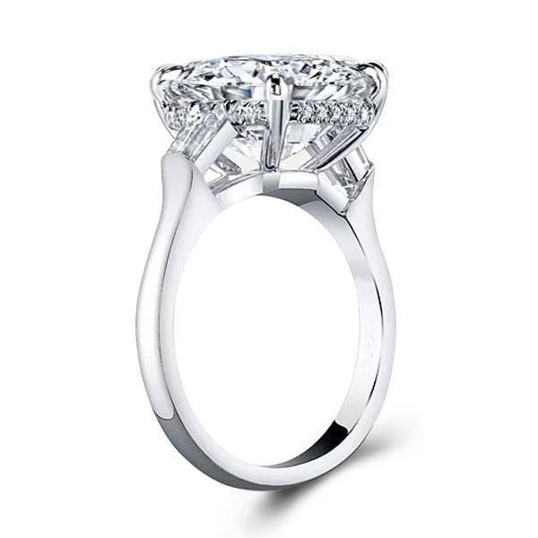 Oval Created White Sapphire Three Stone Engagement Ring in Sterling Silver