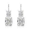 Emerald & Cushion Cut Sterling Silver Drop Earrings - Sparkly & Elegant