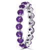 Purple & White Sapphire Sterling Silver 3-Piece Wedding Ring Set