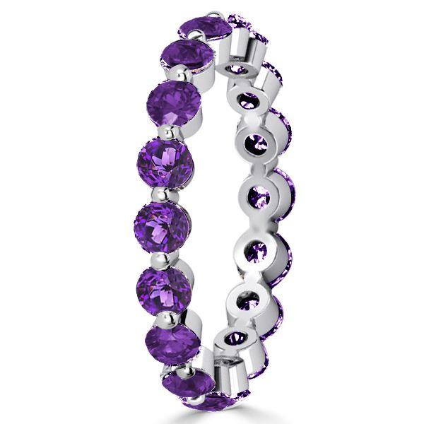 Purple & White Sapphire Sterling Silver 3-Piece Wedding Ring Set