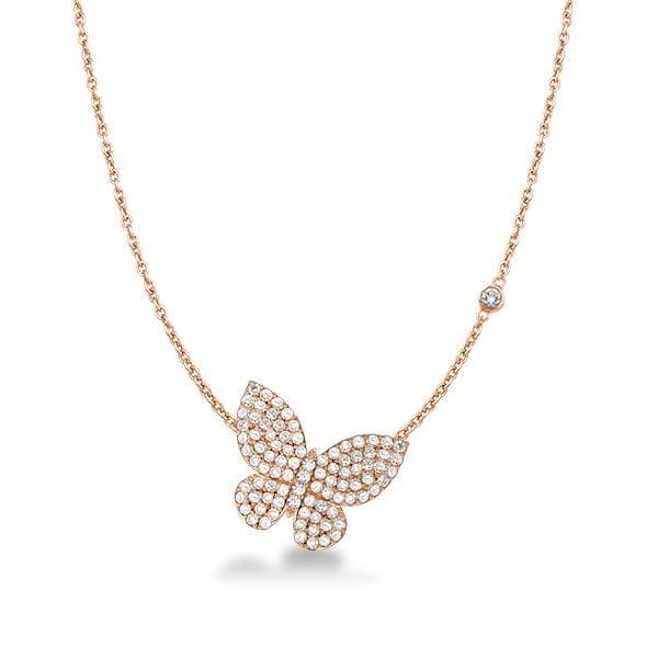 Sterling Silver Dancing Butterfly Round Pendant Necklace for Women, Adjustable Chain