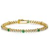 Emerald Tennis Bracelet - 18K Gold Plated Sterling Silver - Bezel Set - Wedding Jewelry