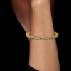 Emerald Tennis Bracelet - 18K Gold Plated Sterling Silver - Bezel Set - Wedding Jewelry