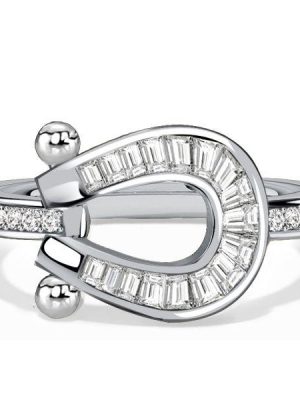 Sterling Silver Channel Set Horseshoe Ring - 0.73 CTW Cubic Zirconia - Wedding & Fashion Ring