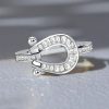 Sterling Silver Channel Set Horseshoe Ring - 0.73 CTW Cubic Zirconia - Wedding & Fashion Ring