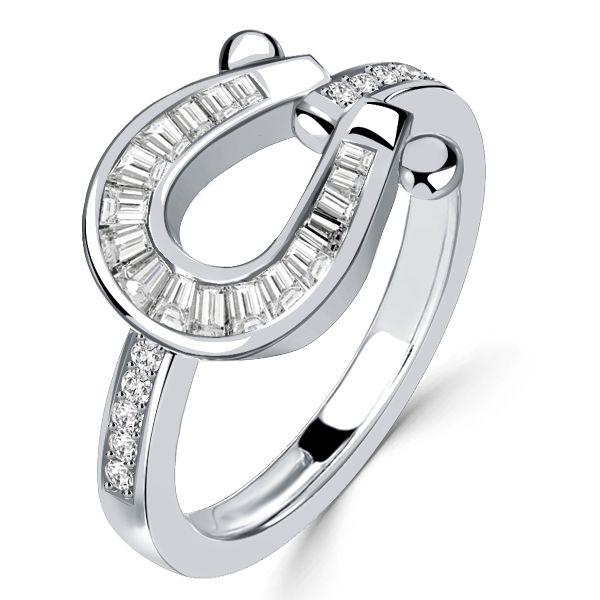 Sterling Silver Channel Set Horseshoe Ring - 0.73 CTW Cubic Zirconia - Wedding & Fashion Ring