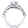 Three Stone Created White Sapphire 3-Piece Wedding Ring Set in Sterling Silver