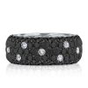 Black Sapphire Eternity Wedding Band - Five Row Sterling Silver Ring for Women
